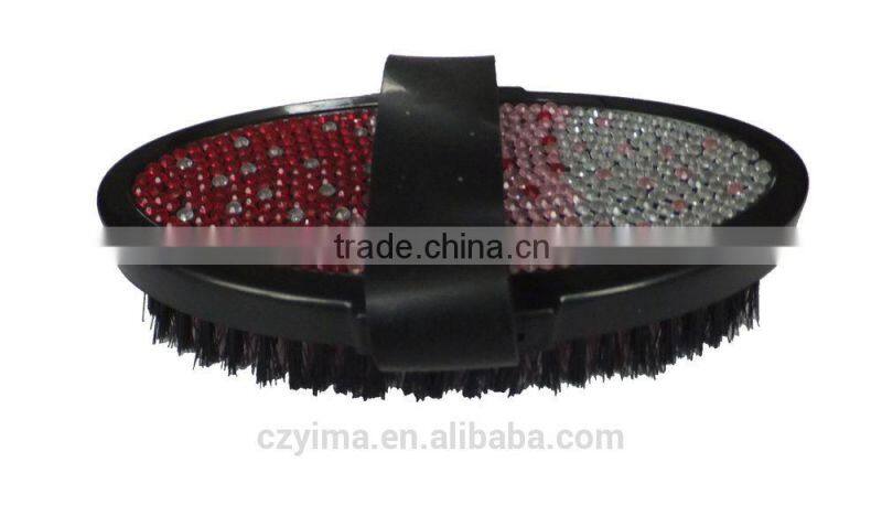 Hot! bling horse body brush with pink gradient pattern/rhinestone
