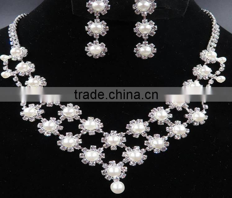 2016 beads jewelry set bridal diamond beads exquisite necklace earring set