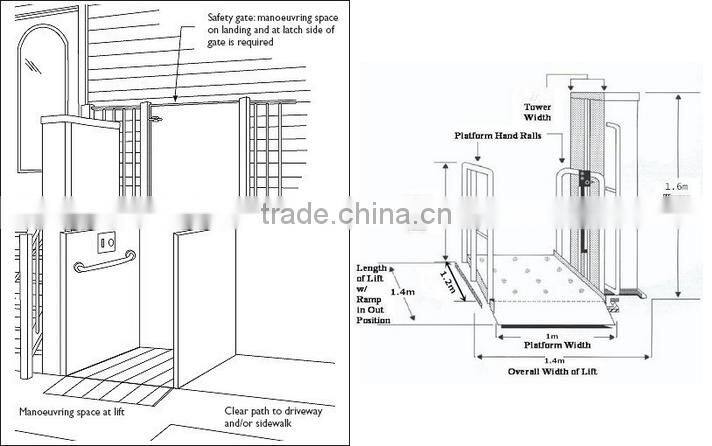 Jinan Lift 3m Outdoor Wheelchair Elevator Lift for Sale
