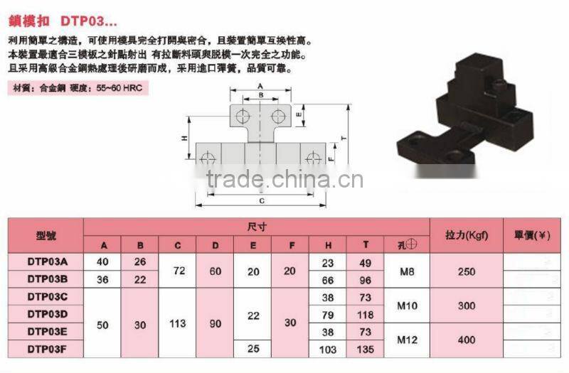 Slide lock for plastic mold