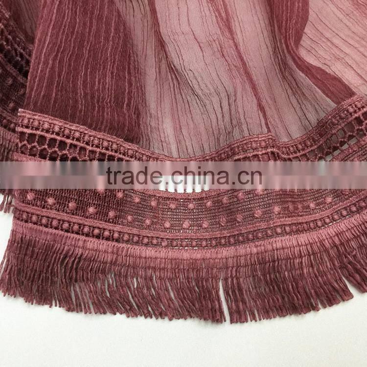 High Grade Large Long Solid Plaini Eyelash Lace Brim 100% Real Silk Scarves for Women