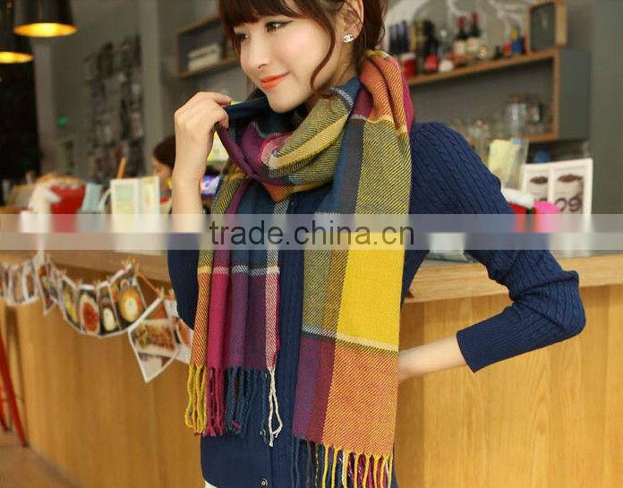 Fashion Plaid Ladies Cashmere Shawl
