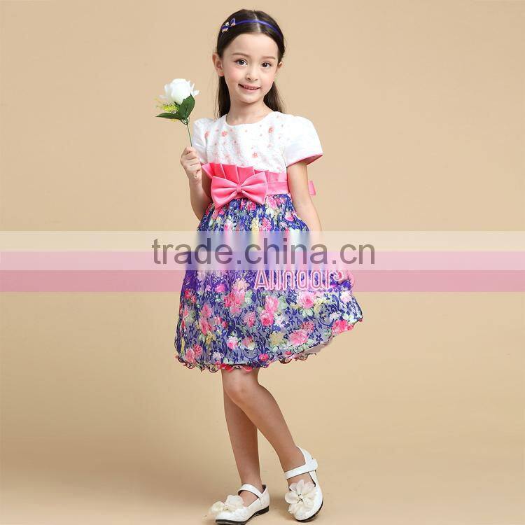 Chinese Garment Factory Computer Embroidered Little Girl Dresses 6 Years