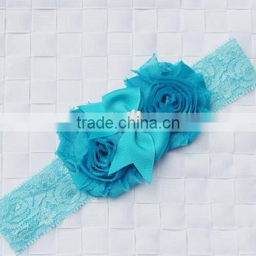 Fashion Baby lace flower Headband Infant Headband Toddler Headband Navy Blue Headband baby flower hair band wh-1738