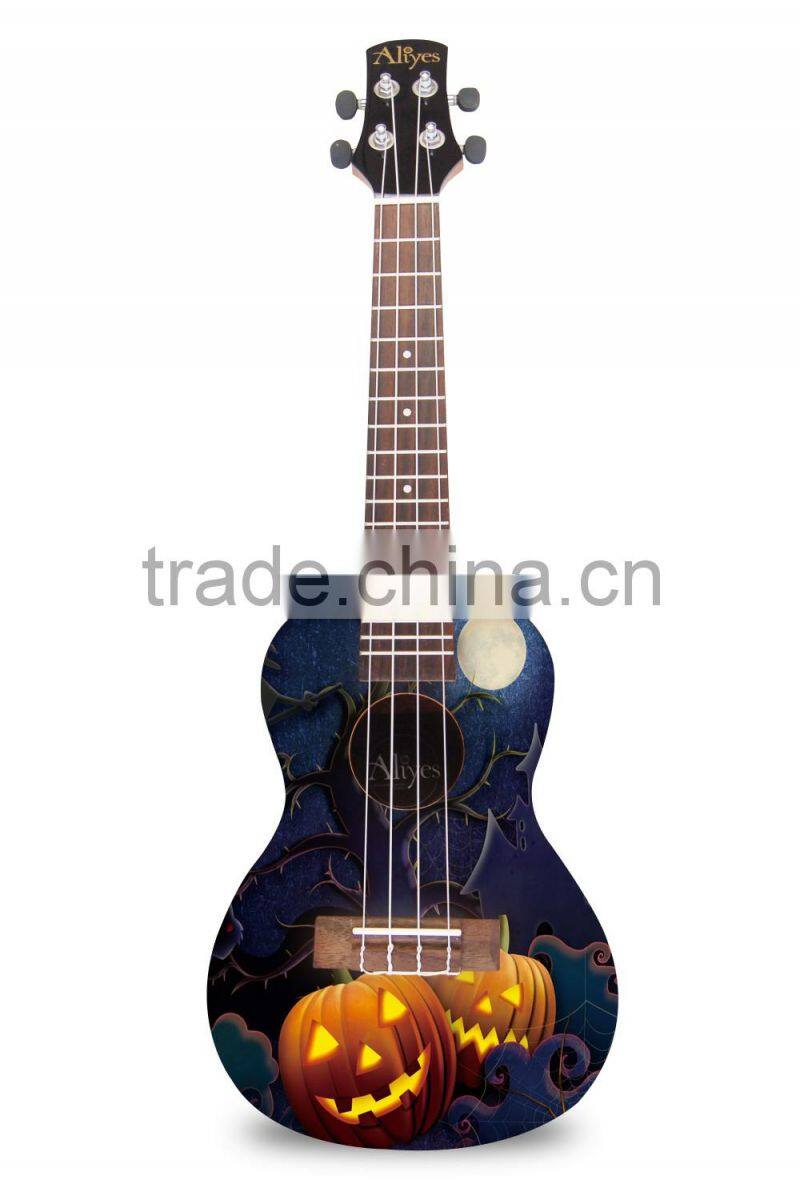 Best Brand Halloween Style Art Uklele basswood guitar Good Gifts For Student