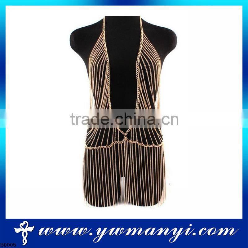 Latest excellent design rhinestone body chain jewelry full body chain jewelry B0005