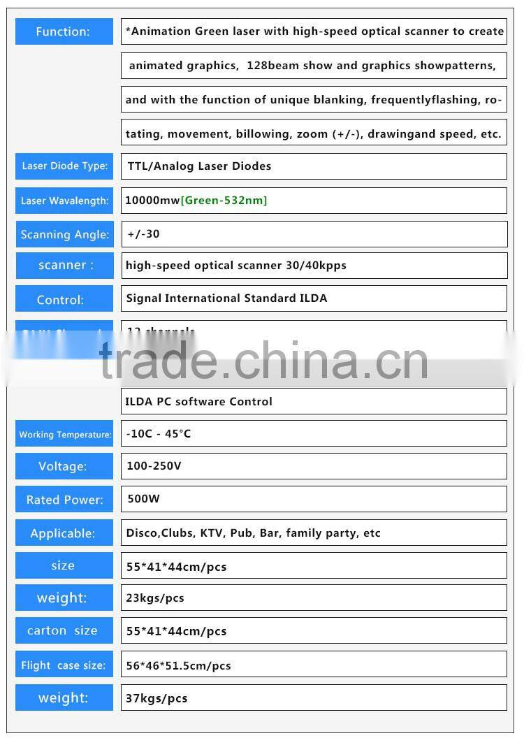 Computer Control Outdoor Green Laser Stage Light Show,Advertising 10W Laser Logo Projector