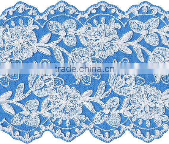 2015 China wholesale double side wedding corded bridal lace trim