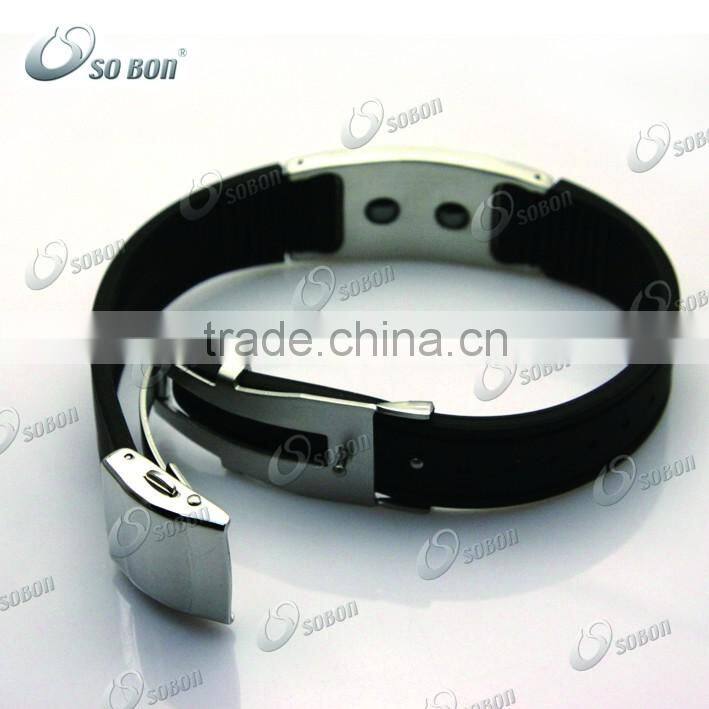 Custom fashion magnetic bio strap bracelet silicone wristband with metal clasp