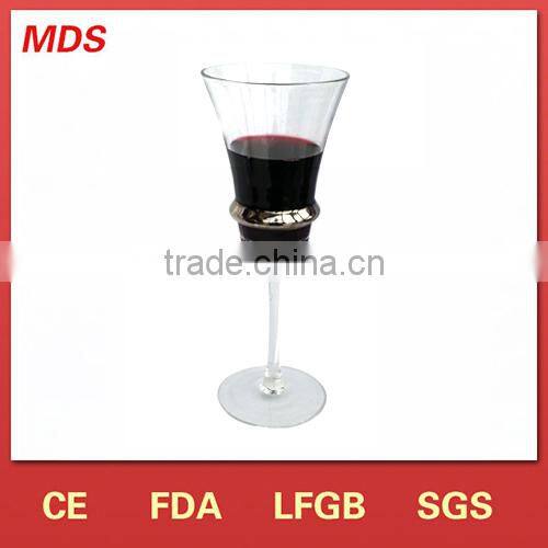 handblown big champagne glass with colored stem