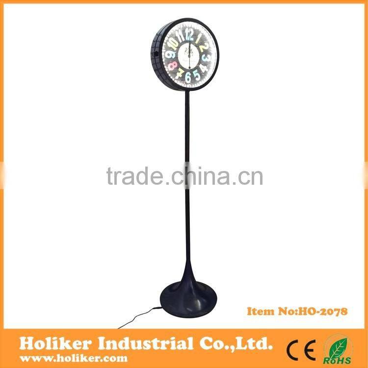 Indoor floor standing two face clock with LED light