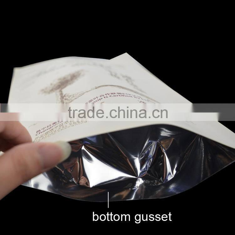 custom printing lamination aluminum foil stand up pouch with zipper top for black tea