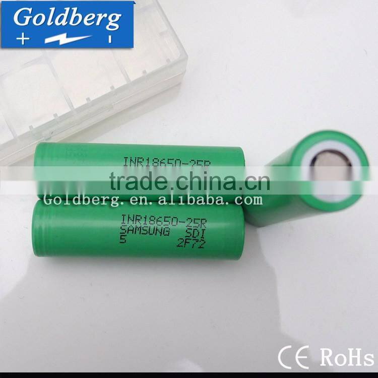 samsung 18650 25R 2500mah 3.7v 35A High drain rechargeable battery for vape box