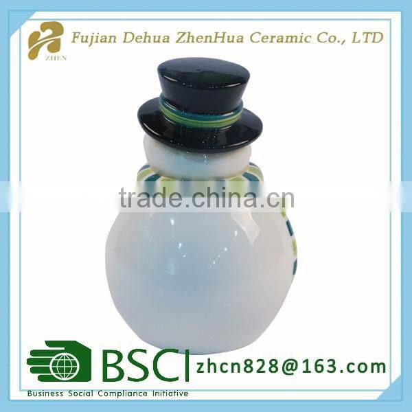 ceramic christmas snowman small sugar pot