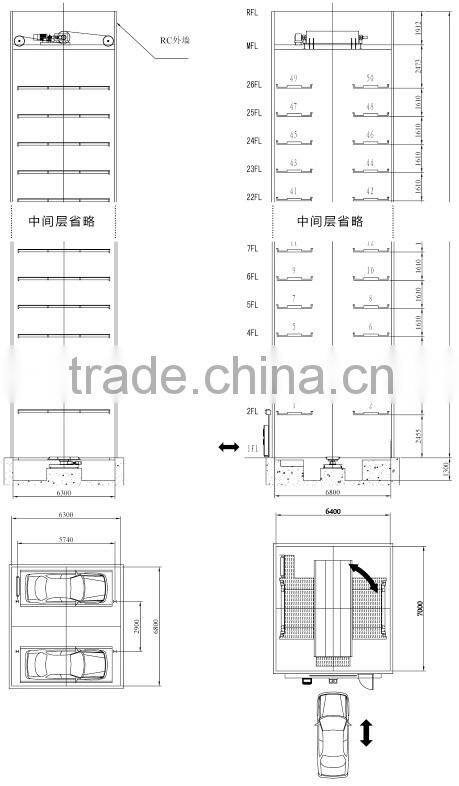 Standard automatic vertical lifting tower car parking system
