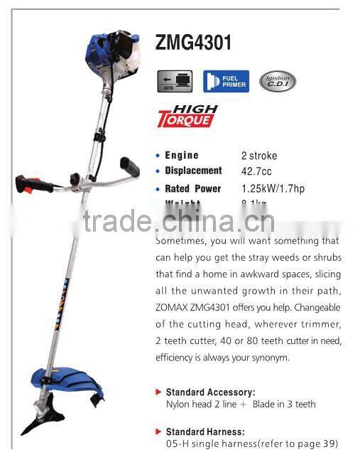 garden tool 42.7cc 2 stroke ZMG4301 function of grass cutter for grass pruning
