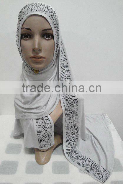JL009 cotton elastic jersey muslim long scarf