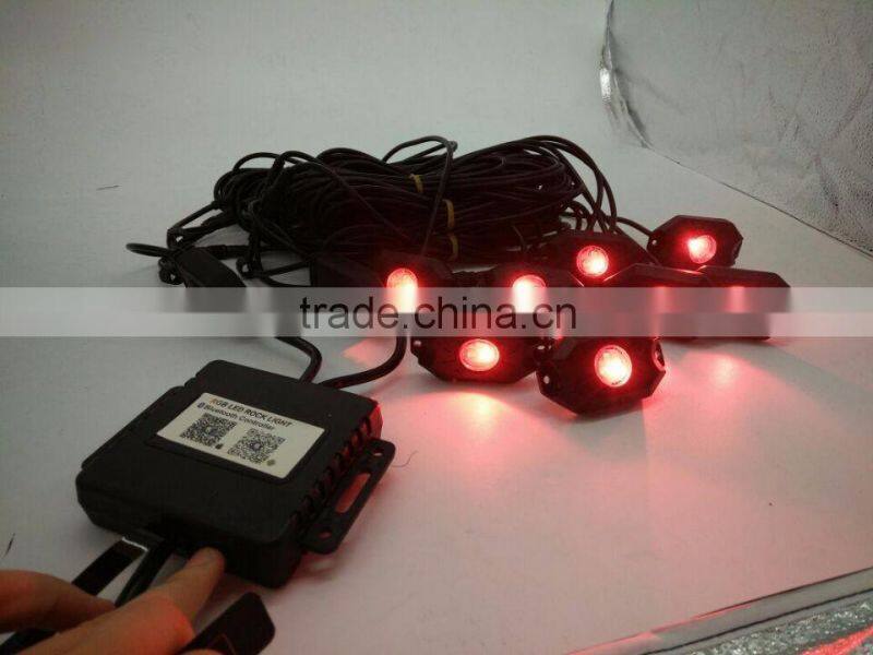 RGB LED Rock Light With Bluetooth / Cell Phone / Timing / Music Mode / Flashing / Automatic Control Under OffRoad Truck SUV ATV