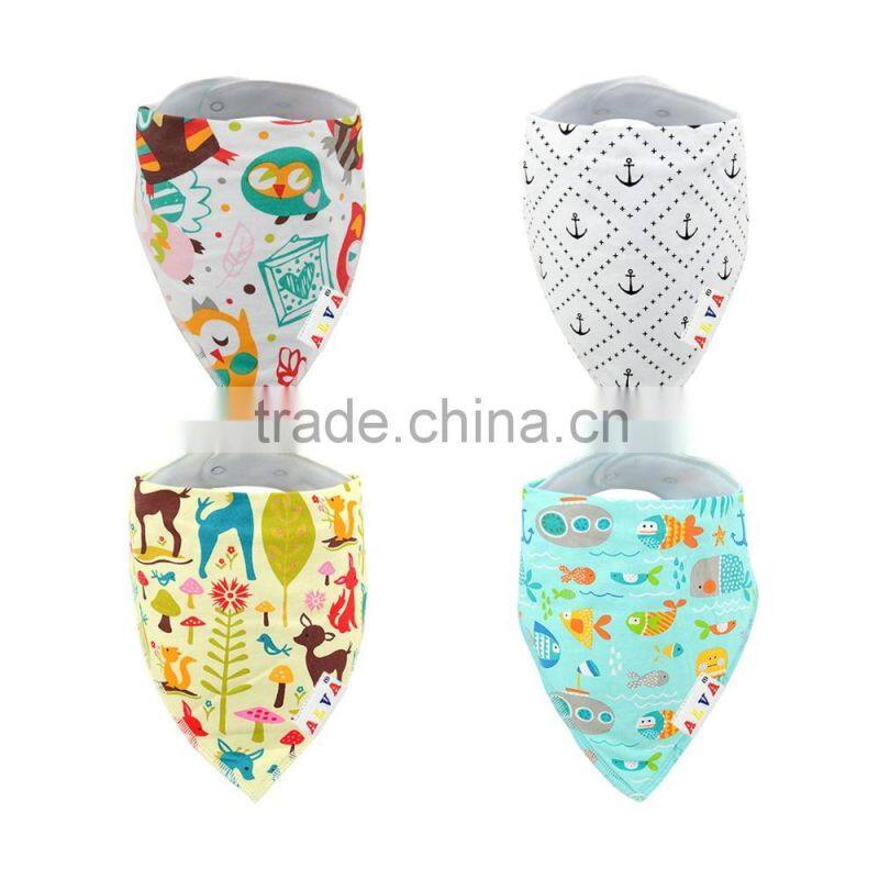 New Pattern Super Absorbent Cotton Bandana Bibs for Baby Wholesale High Quality Baby Bibs