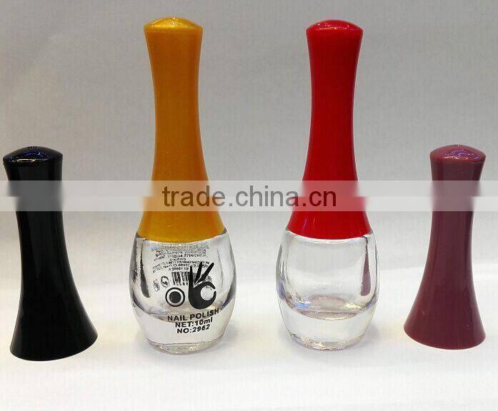 Factory glass nail polish bottle plastic cap and brush