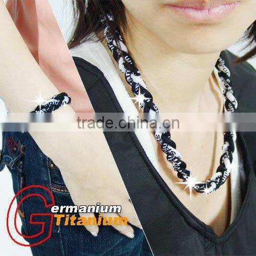 Blue & White 1Set Titanium Baseball Sports Necklace & Bracelet, 3 Ropes