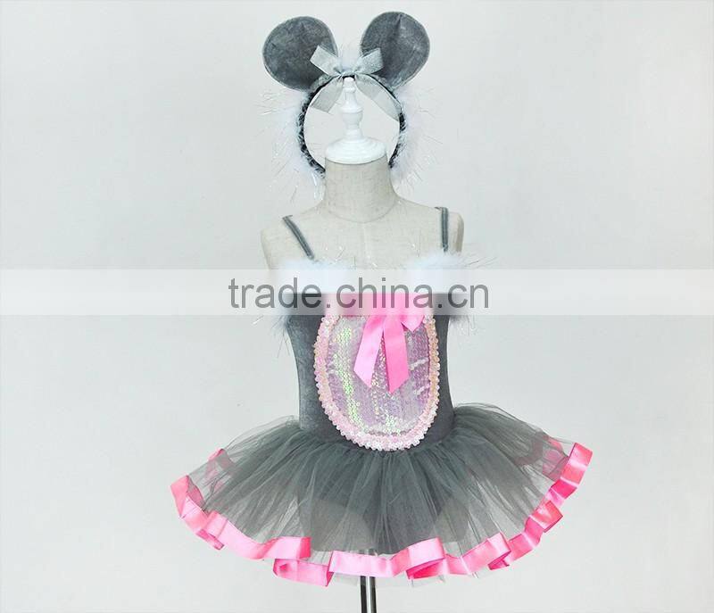 Mice princess Leotard with skirt for stage,Childrens' ballet leotard with tutu for performance
