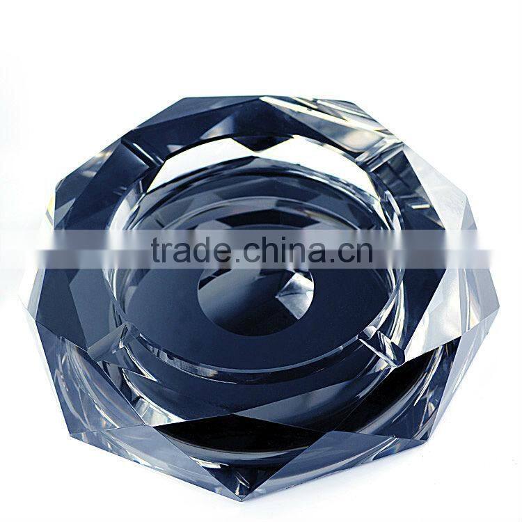 Hot sale Magic Style Cut Faces Crystal Gifts Black Silver personalized Crystal Ashtray