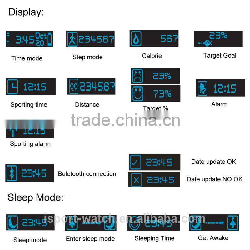 Waterproof IOS and Android compatible calorie pedometer sleep watch