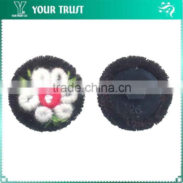 26MM Black Velvet Corded Cover Plastic Shank Sewing Button