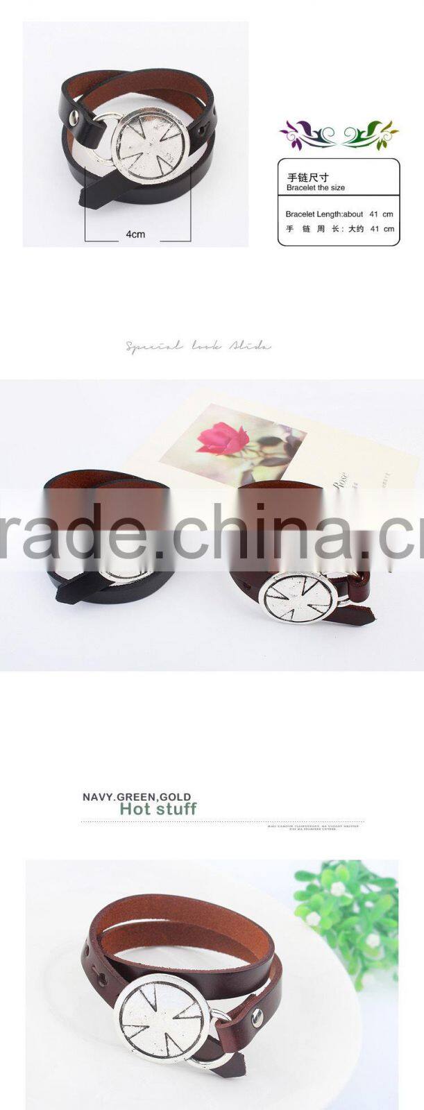 2015 Hot sale adjustable wrist leather bracelet