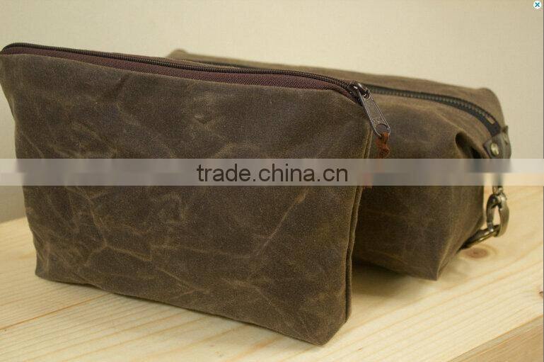 High quality and personalized waxed canvas unisex zippered pouch , waterproof pouch for swimming , fabric zipper pouches