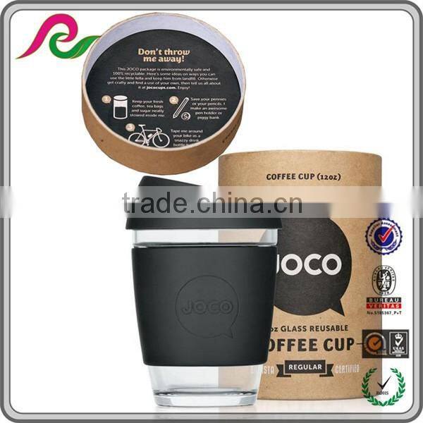 Custom round kraft paper box with printing for coffee cup packing