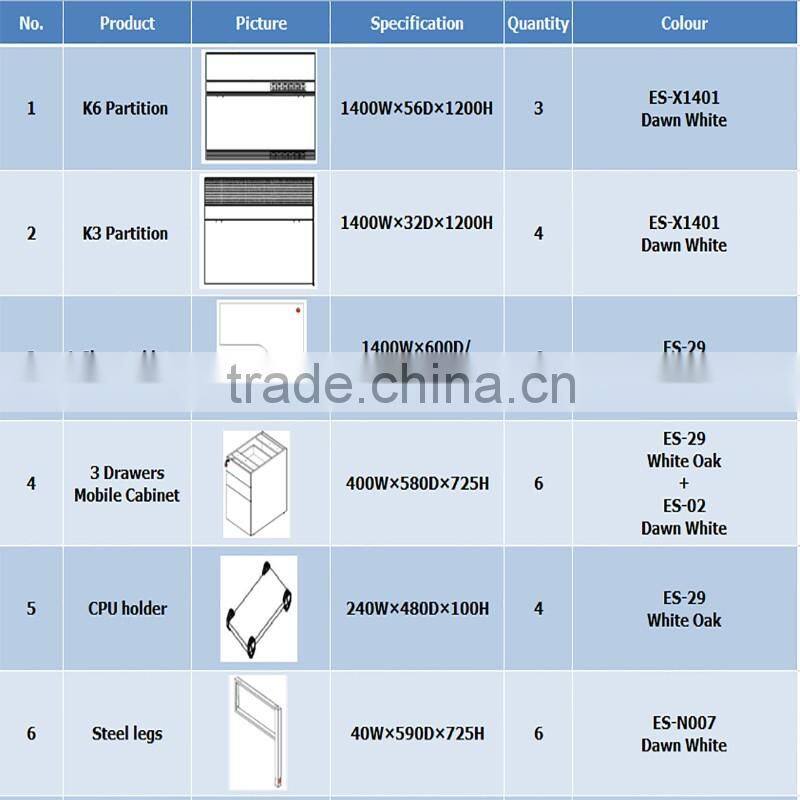 KU-TK6+K3 Modern Cubicle Office Workstation Office Low Partition For 6 Seater