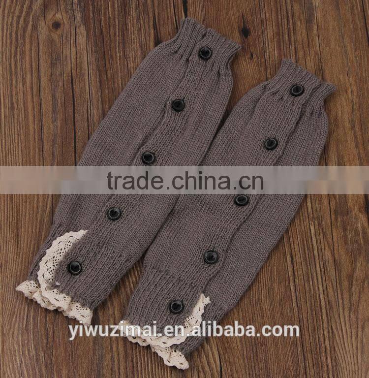 Beautiful Children Solid Color Knit Leg Warmers Infant Toddler Winter Lace Buttons Leg Warmer