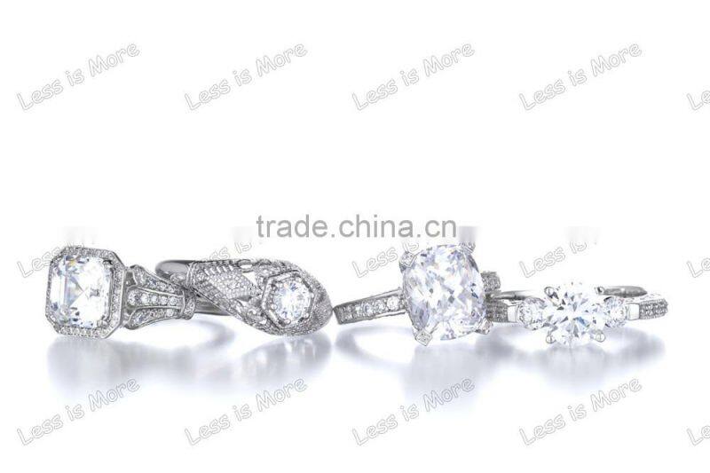 new 925 silver cz three stone ring ,engagement ring set