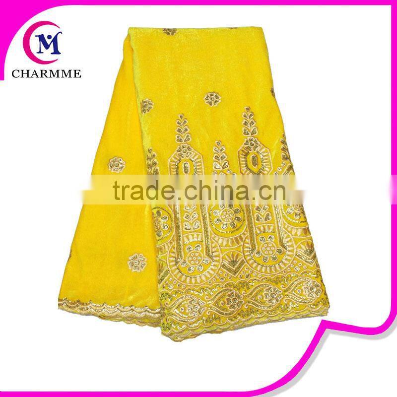 Fashion african fabric lace for big wedding/party CCL-8V032 velvet lace fabric for garments/dress
