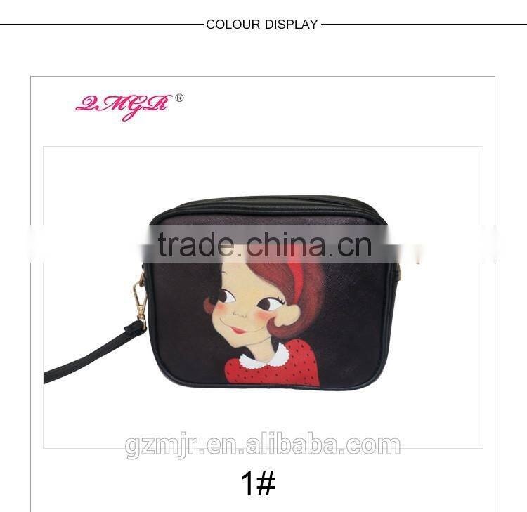 Fashion Cute Cartoon Girls PU cosmetic bags with zipper