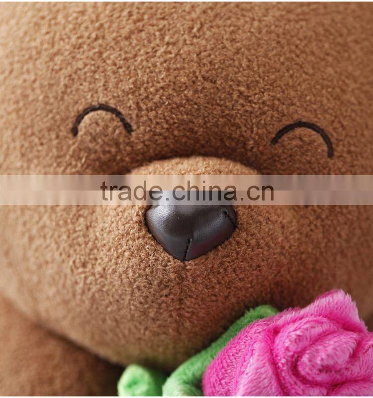 St nice birthday gifts brown bear with rose flower romantic style plush doll