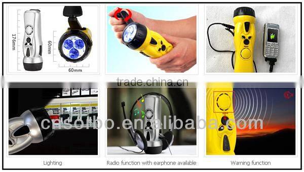 2016 Fashion Newest Style Unique Design Super Bright White LED Solar Flashlight with Hand Crank