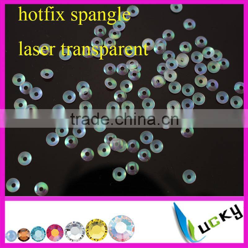 2014 NEW design fashion hot fix hologram spangle sequin laser transparent 3mm middle hole