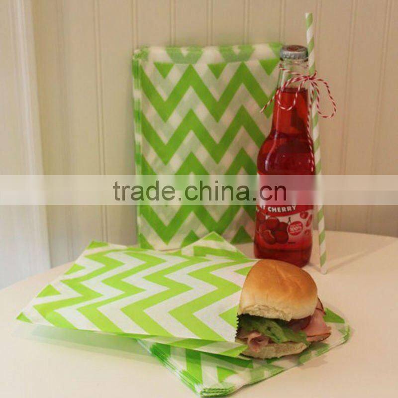 Kelly green mini Bitty Bags Kraft Small Flat Diagonal Stripe Paper Bag