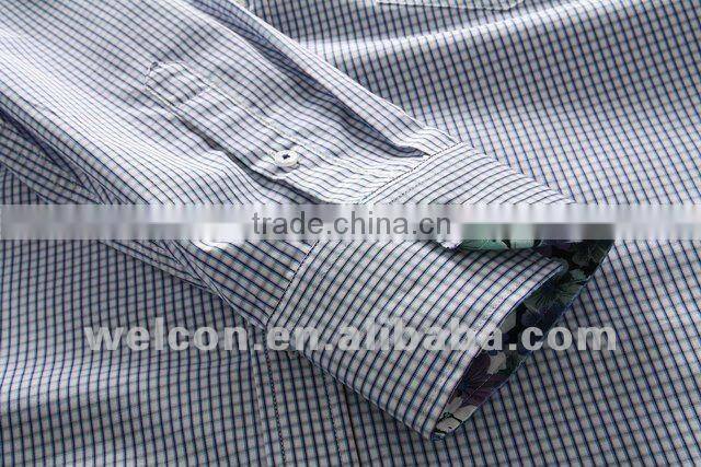 long sleeve 2012 blue plaid slim fit 100% cotton casual style business dress latest brand design fashion men shirt