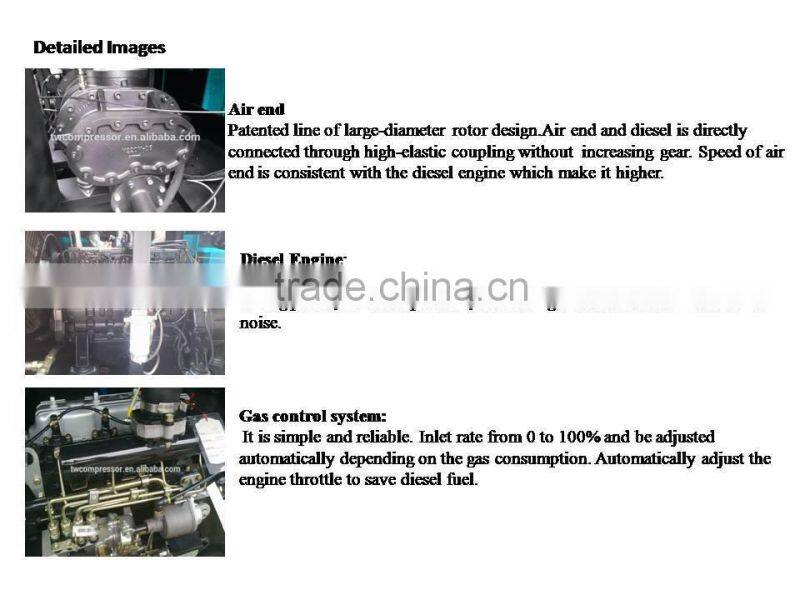 26/25 918cfm two stages portable screw air compressor with diesel engine