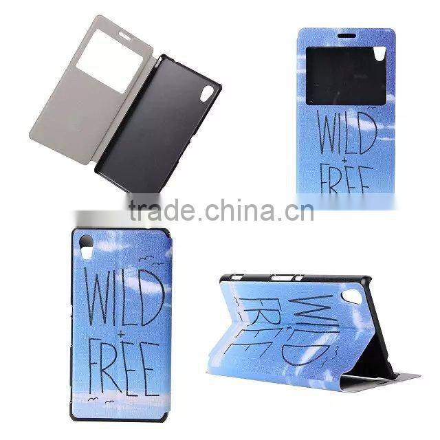 High Quality Color Printing PU Leather Flip Cover For Sony Xperia M4 Aqua Case