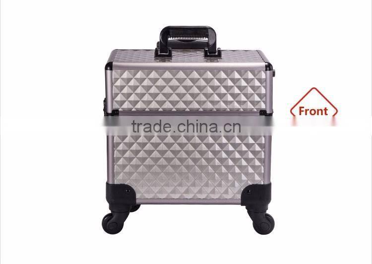 Professional Makeup Trolley Luggage Lighted Cases With Compartments