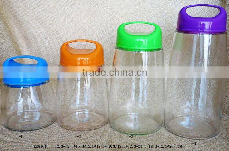 Good quality Different size Kitchen glass sugar bowl set with lid for sale