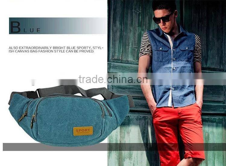 2016 New Fashion 6 Color Men Vintage Canvas Waist One Strap Durable Belt Bag Hiking Pack Chest Sports Duffel Bag