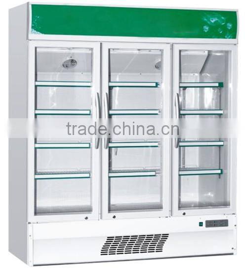 Glass Door vertical showcase,Display supermarket refrigerator for beverage