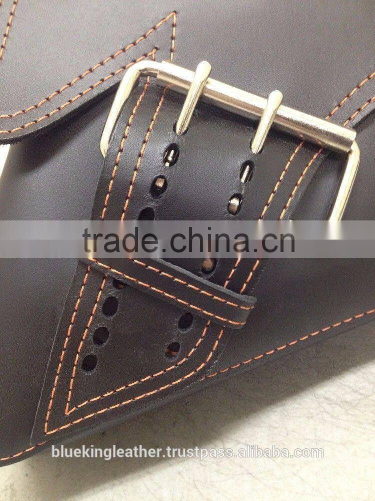 Simple Style Classic Black Motorcycle Motorbike Leather Saddle Bags Side Bags