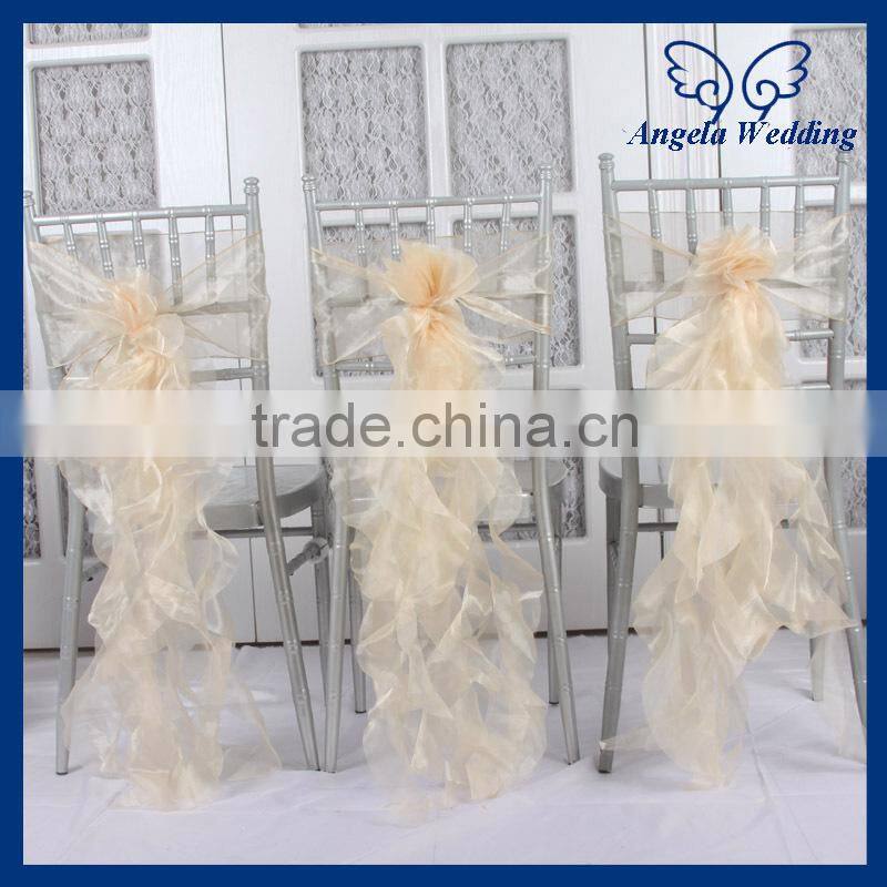 SH013C cheap wedding champagne organza chair sash